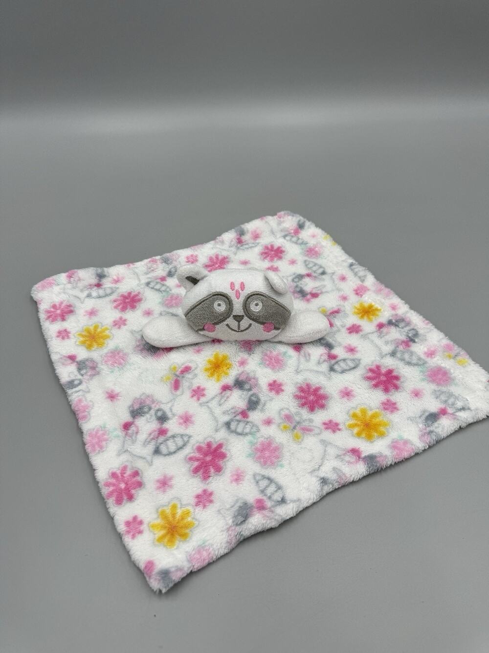 Le Bebe Favorite Raccoon Lovey Plush Baby Floral Security Blanket